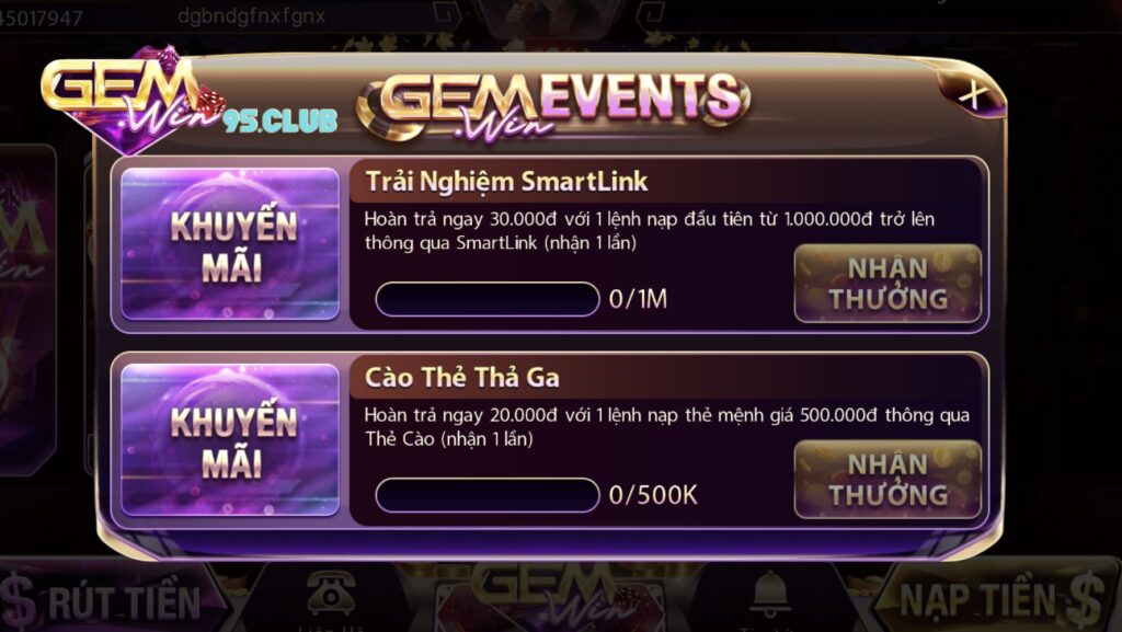 Cổng game Gemwin nổi bật với nhiều khuyến mãi khủng