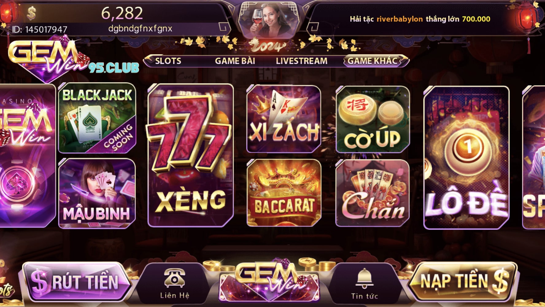 Sảnh chơi lô đề tại cổng game Gemwin